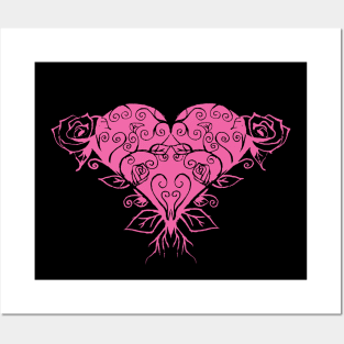 Valentine Day Pink Heart Rose Posters and Art